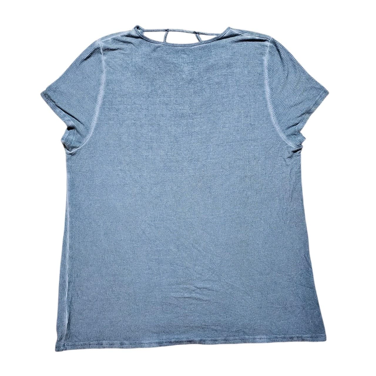 American Eagle AE Soft Rib Blue V Neck T Shirt Sz XL Womens Short Sleeve - Thumbnail 5
