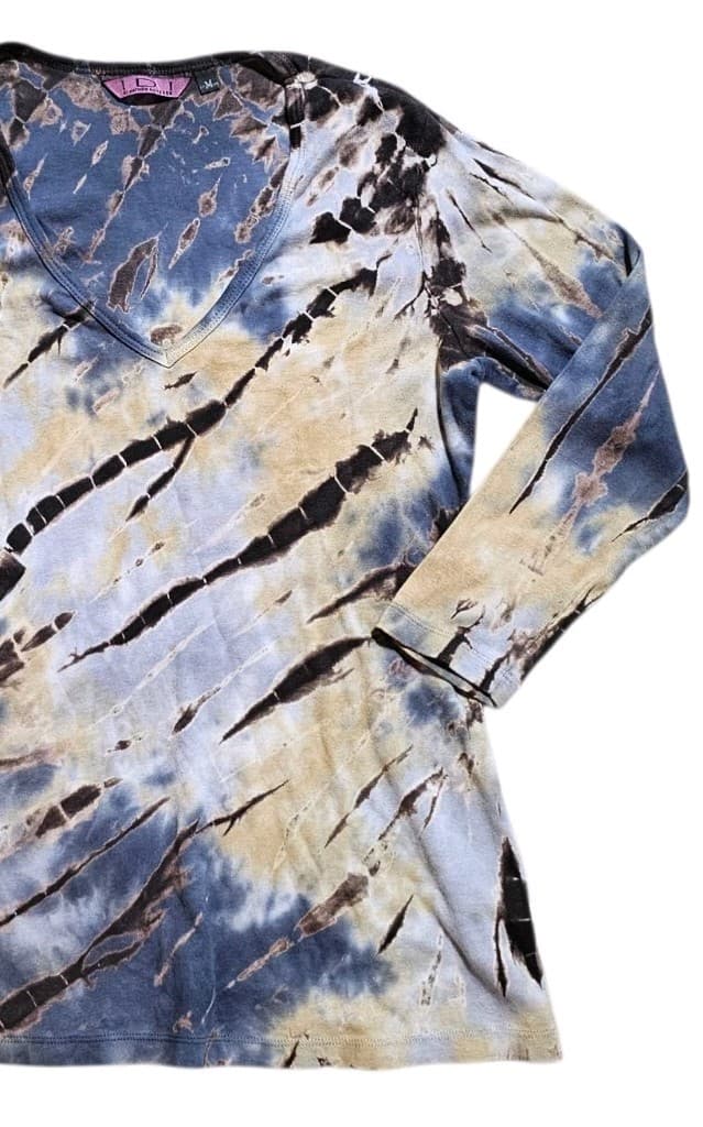 IDI By Matthew Boho Tie-dye Long Sleeve V-neck Womans Size Medium - Thumbnail 3
