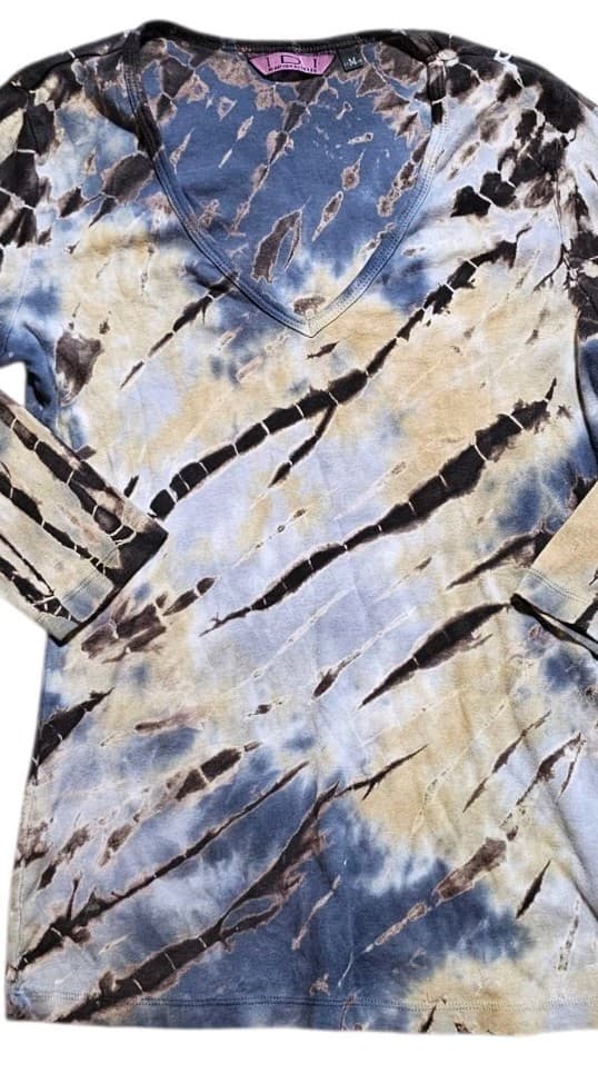 IDI By Matthew Boho Tie-dye Long Sleeve V-neck Womans Size Medium - Thumbnail 6