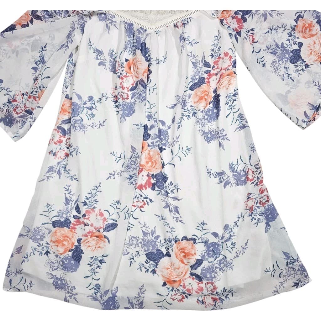 Heart Soul Cold Shoulder Lace Trim Floral Dress Woman's Size Medium - Thumbnail 5