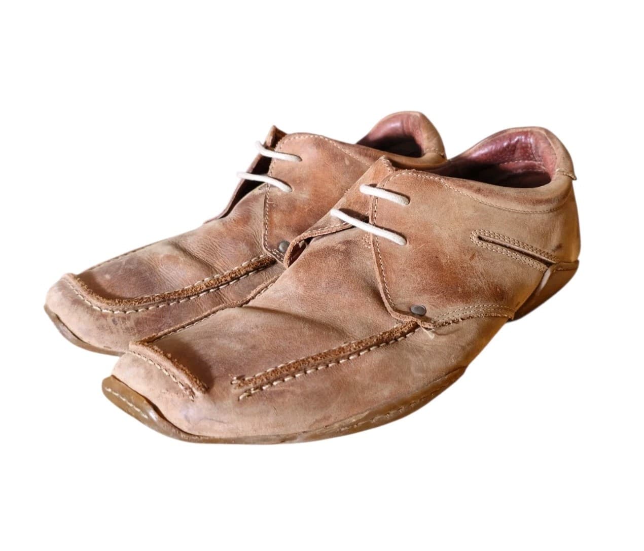 Vintage Nushu Brown Leather Shoes Wallabee Style Rare Mens Size 10