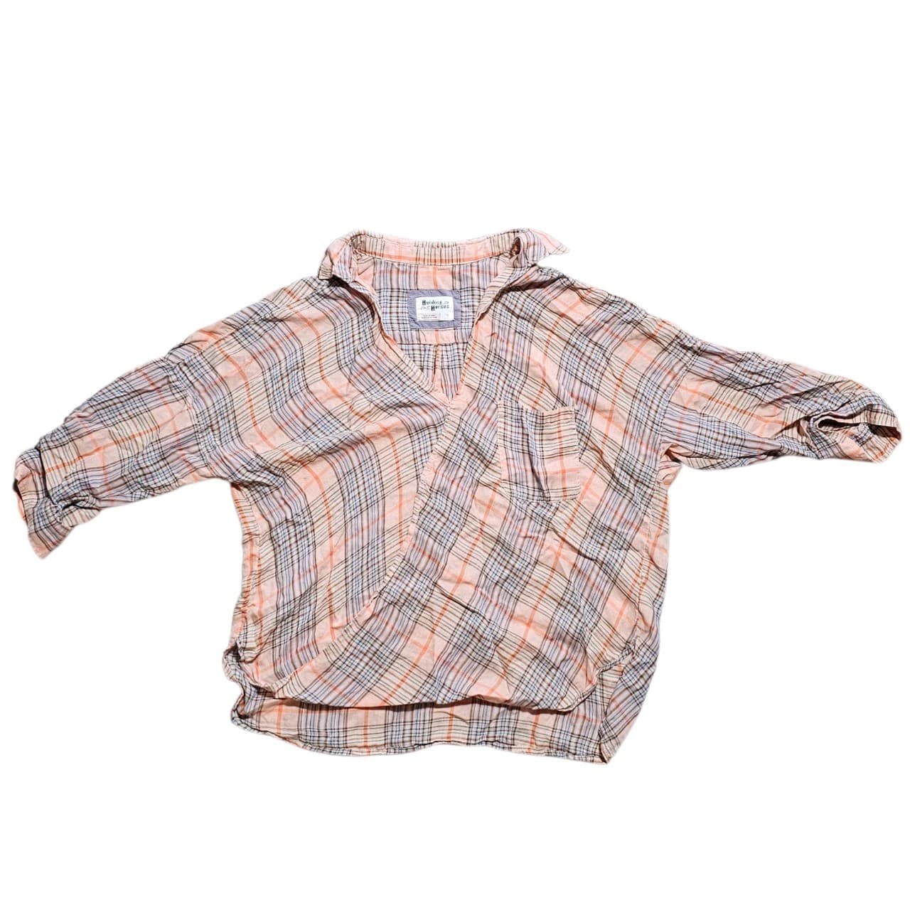 Anthropologie Holding Horses Plaid Blouse Womans Size 12