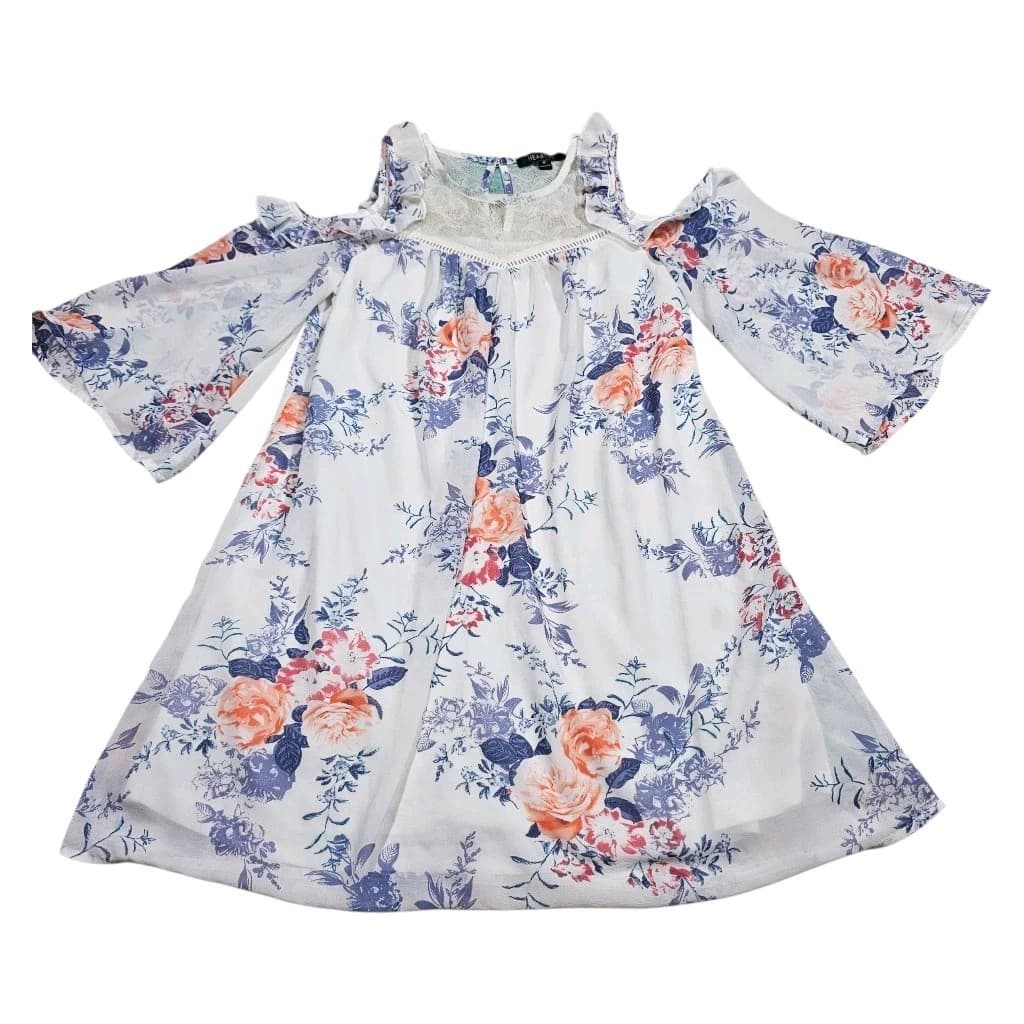 Heart Soul Cold Shoulder Lace Trim Floral Dress Woman's Size Medium - Thumbnail 6