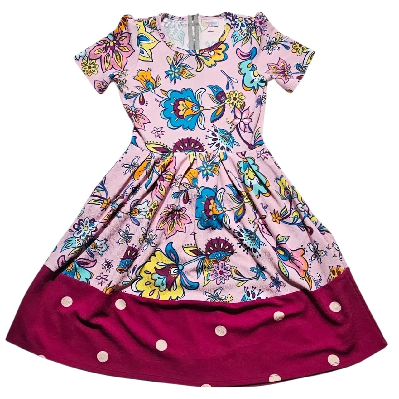 LuLaRoe Amelia Dress Size Small Multi Color Floral Polka Dot