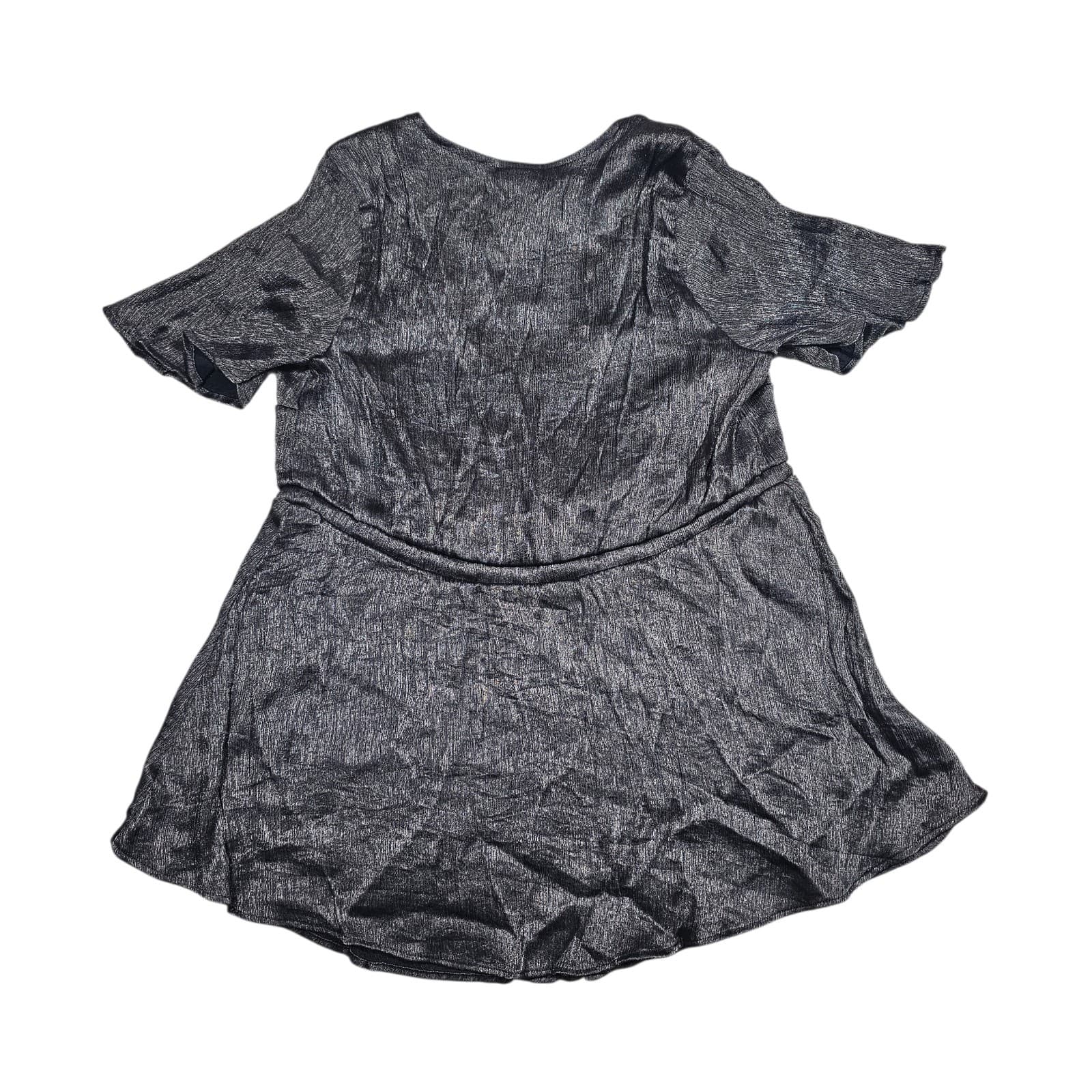 Torrid Shirt Womens size 2X Black Metallic Lurex Flutter Sleeve Surplice Romper - Thumbnail 5