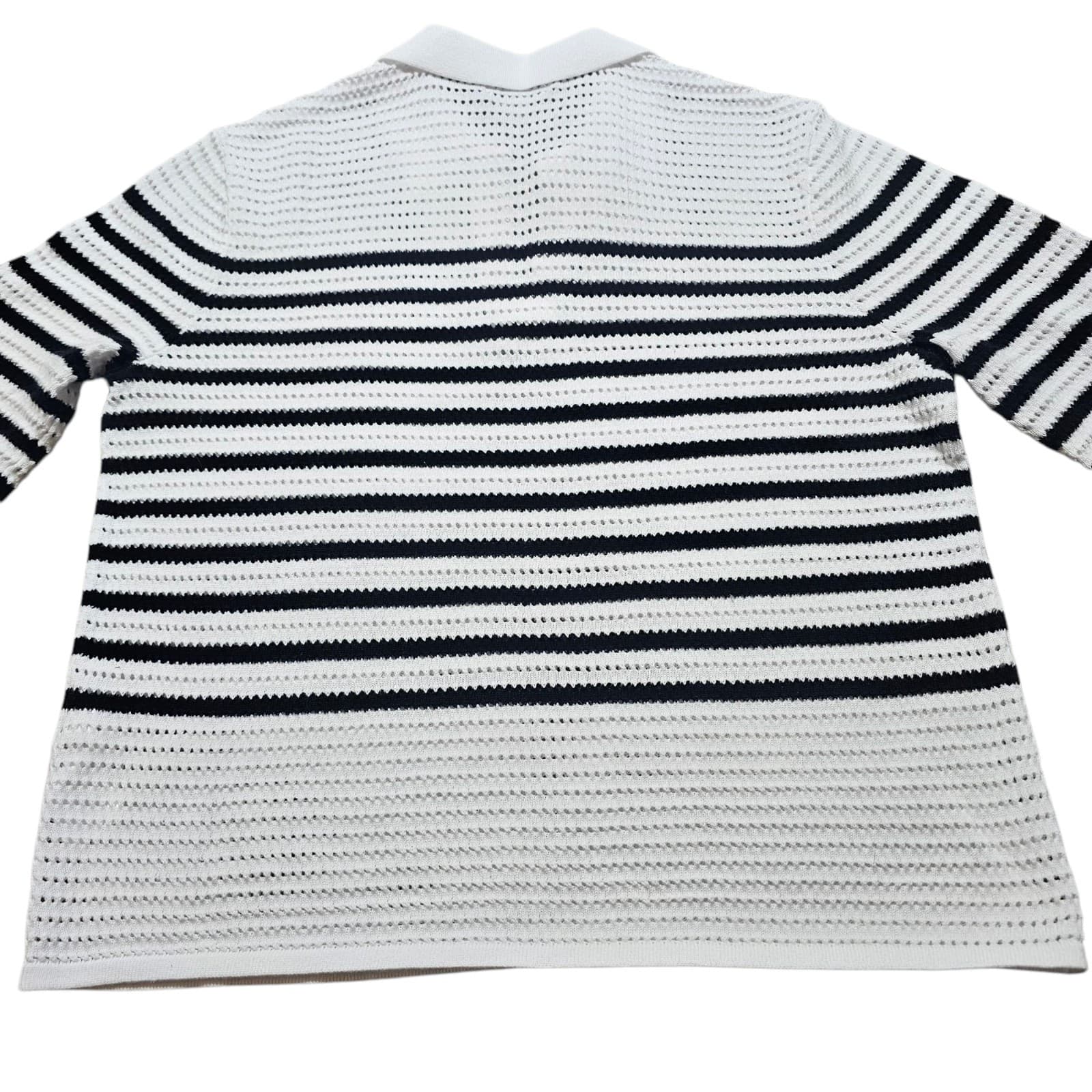 Calvin Klein Jonny Collar Top Striped Womans Size Small - Thumbnail 4