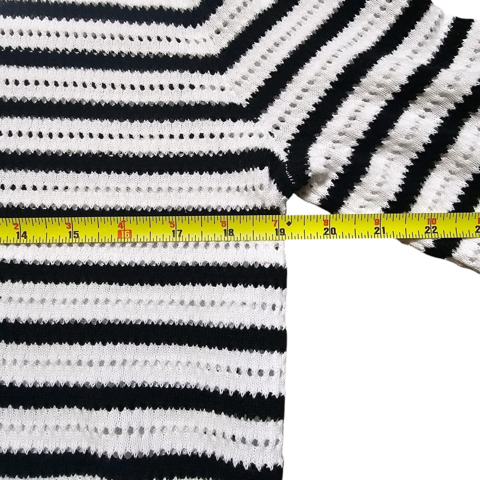 Calvin Klein Jonny Collar Top Striped Womans Size Small - Thumbnail 10