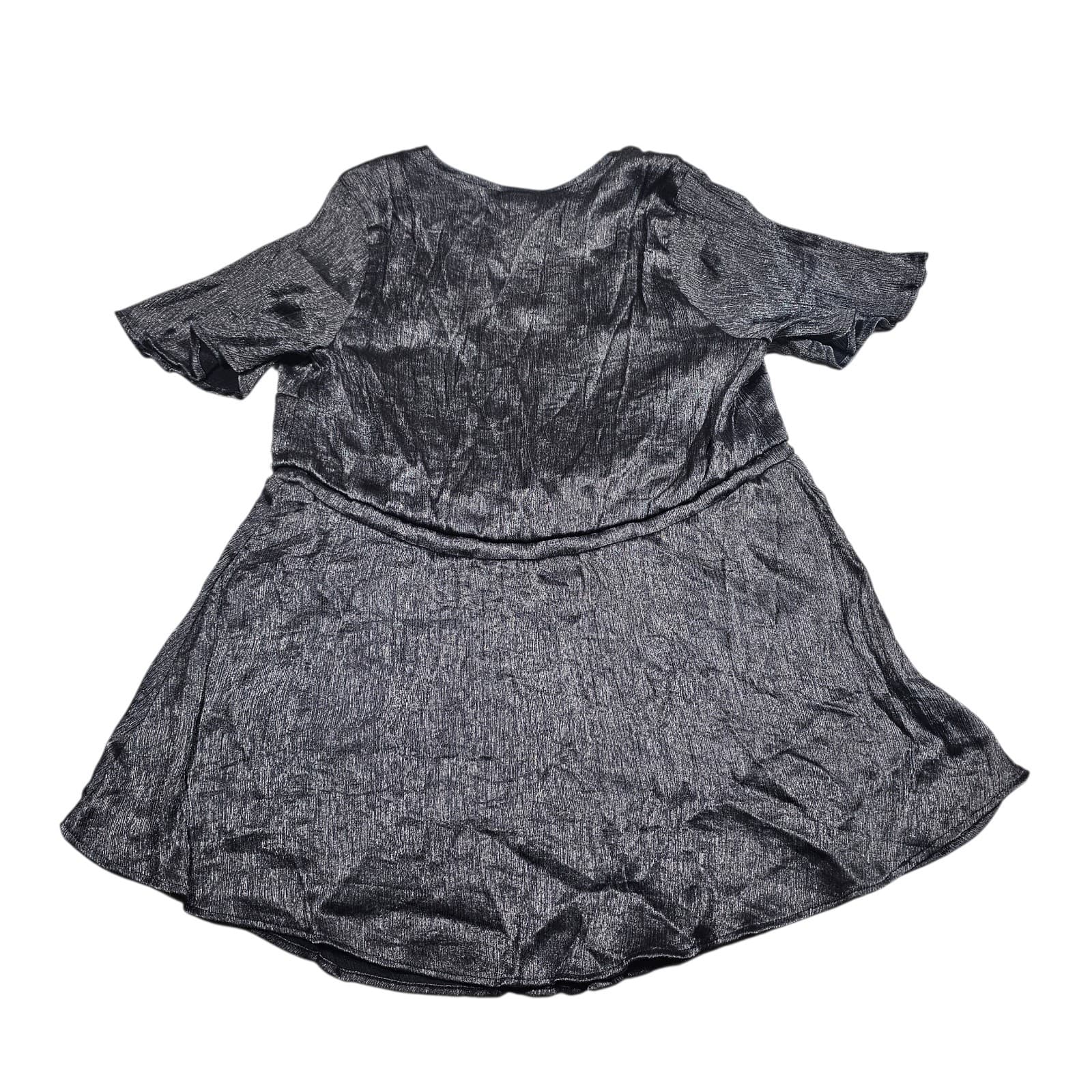 Torrid Shirt Womens size 2X Black Metallic Lurex Flutter Sleeve Surplice Romper - Thumbnail 6