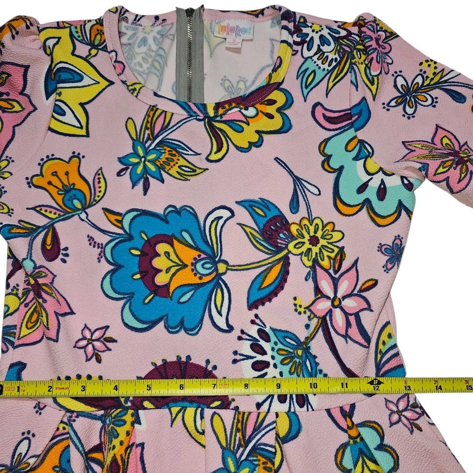 LuLaRoe Amelia Dress Size Small Multi Color Floral Polka Dot - Thumbnail 10