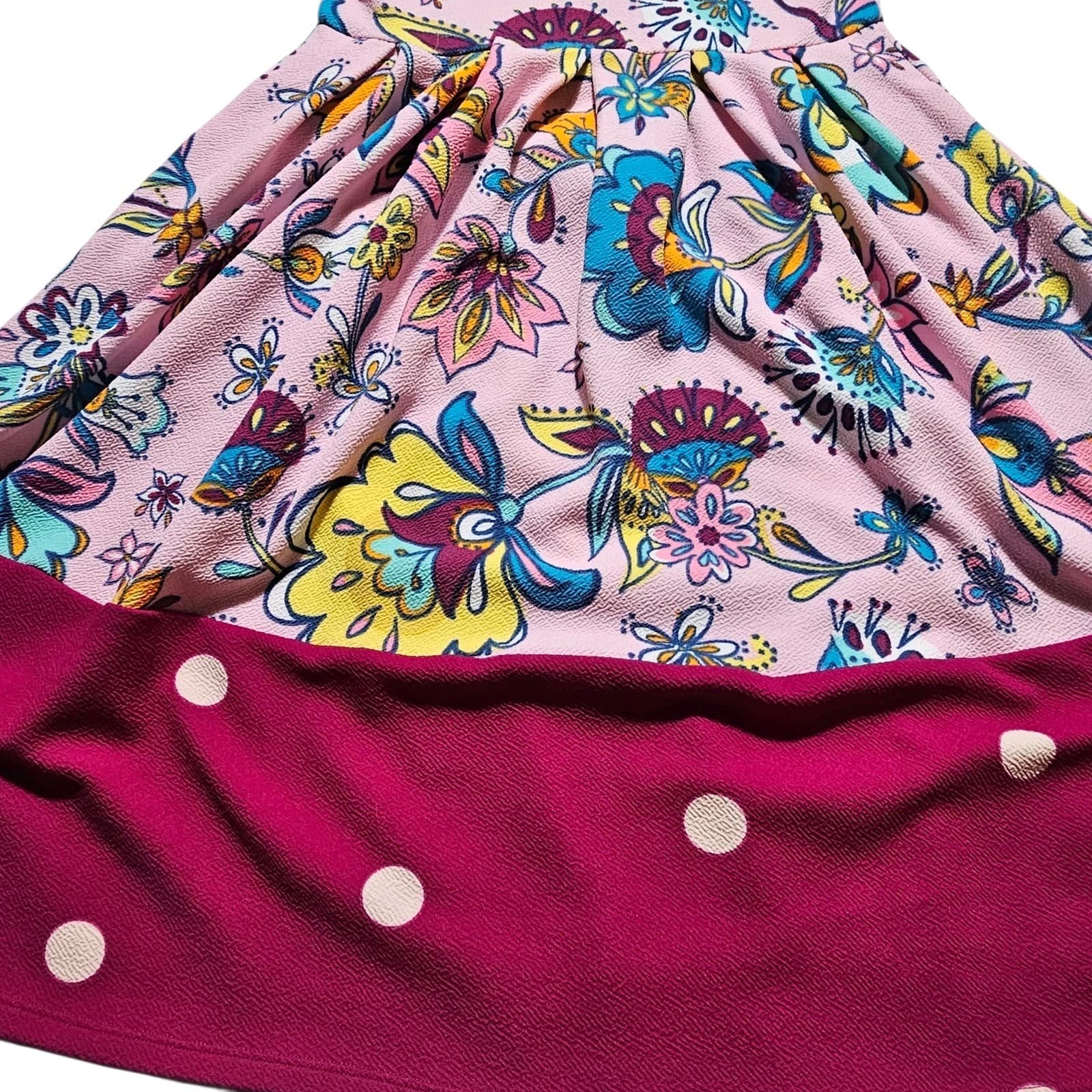 LuLaRoe Amelia Dress Size Small Multi Color Floral Polka Dot - Thumbnail 4