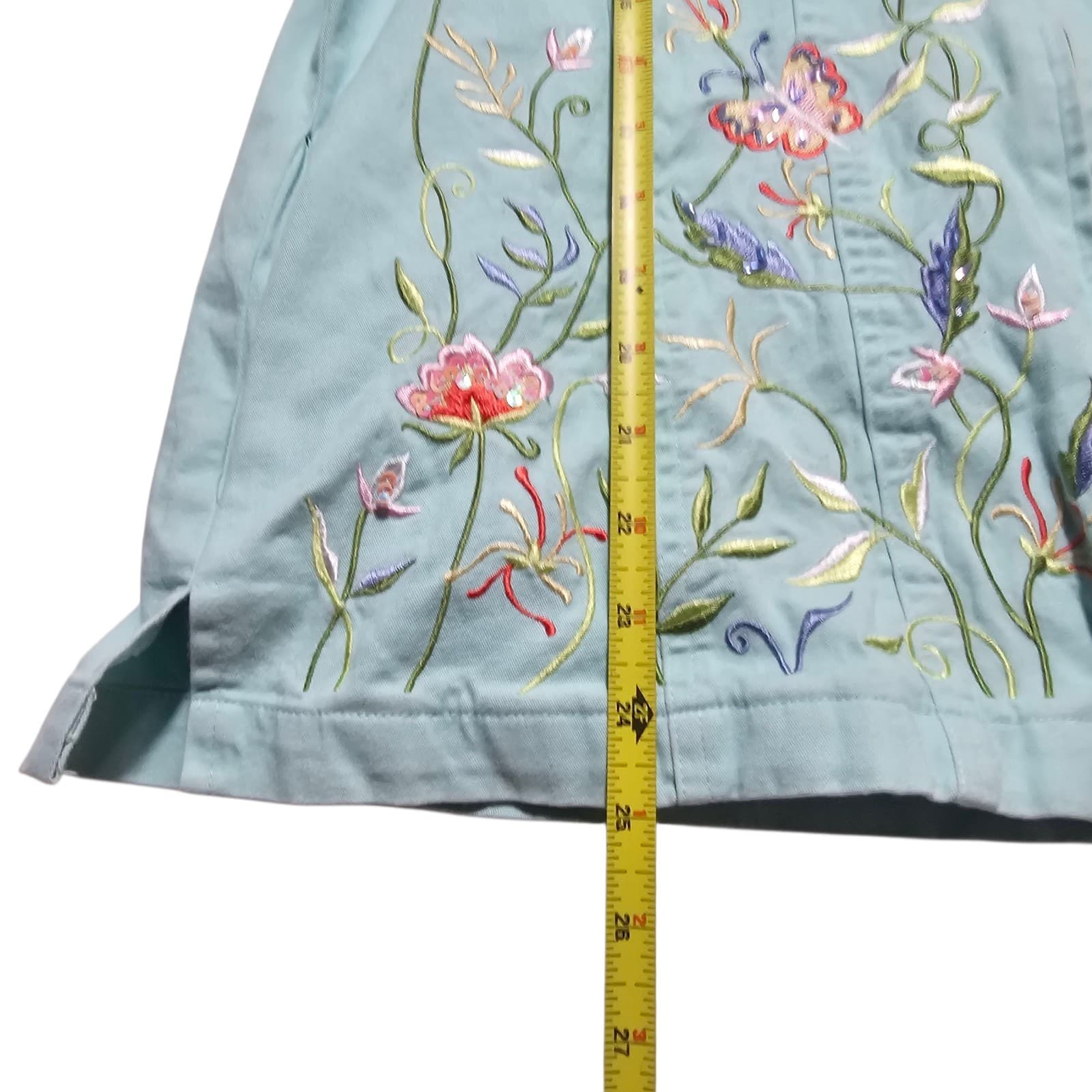 Quacker Factory Jacket Embroidered Floral With Butterfly's Full Zip Medium - Thumbnail 9