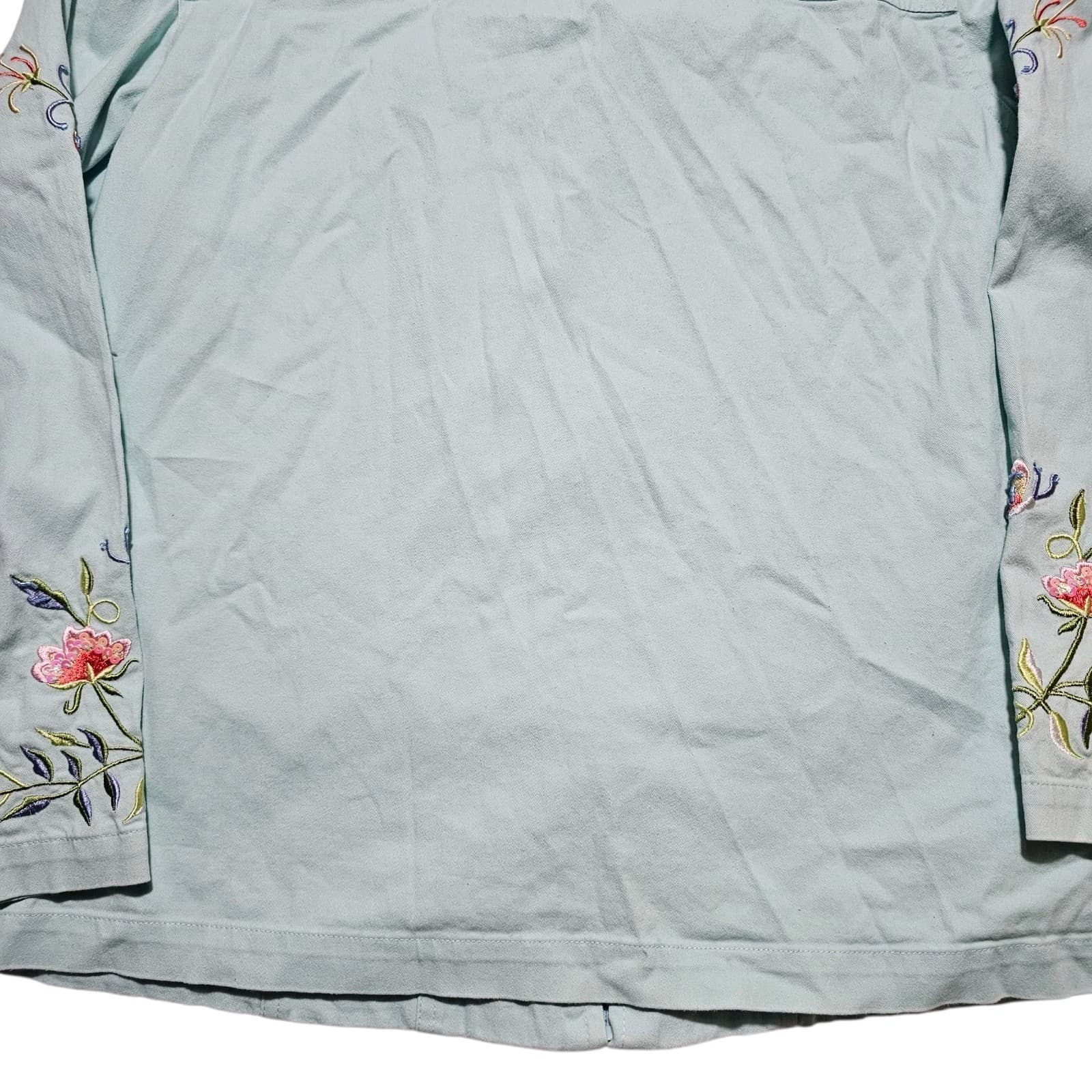 Quacker Factory Jacket Embroidered Floral With Butterfly's Full Zip Medium - Thumbnail 5