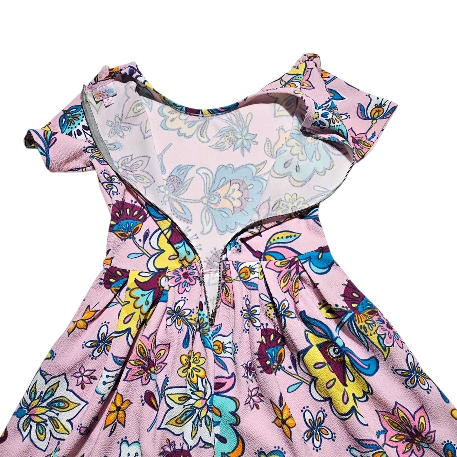 LuLaRoe Amelia Dress Size Small Multi Color Floral Polka Dot - Thumbnail 8