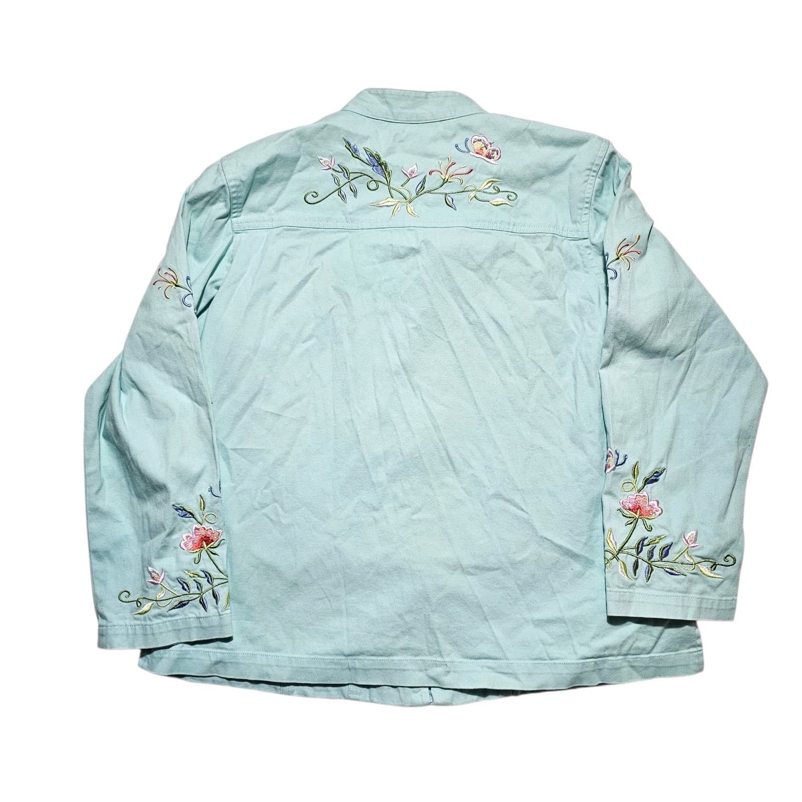 Quacker Factory Jacket Embroidered Floral With Butterfly's Full Zip Medium - Thumbnail 4