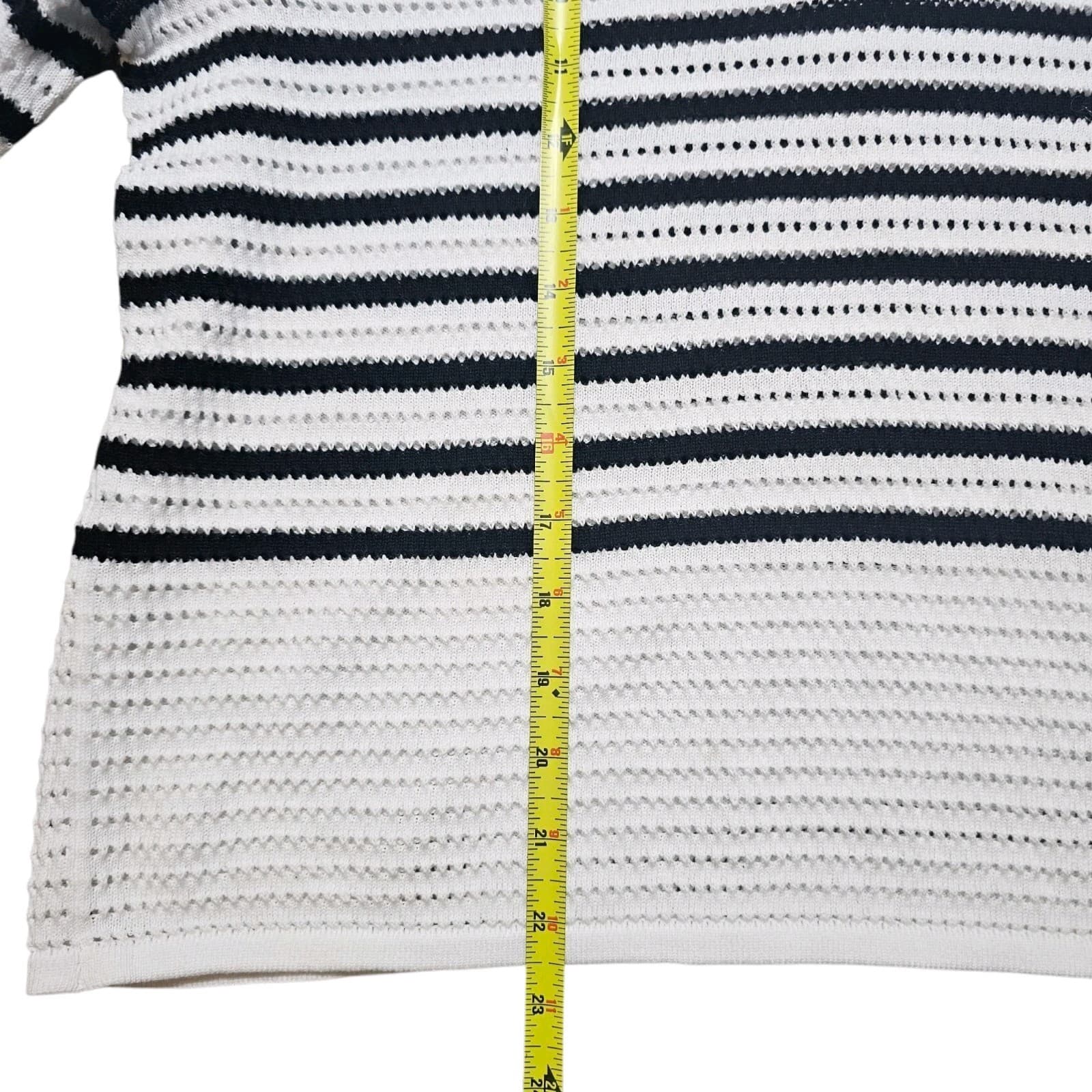 Calvin Klein Jonny Collar Top Striped Womans Size Small - Thumbnail 8