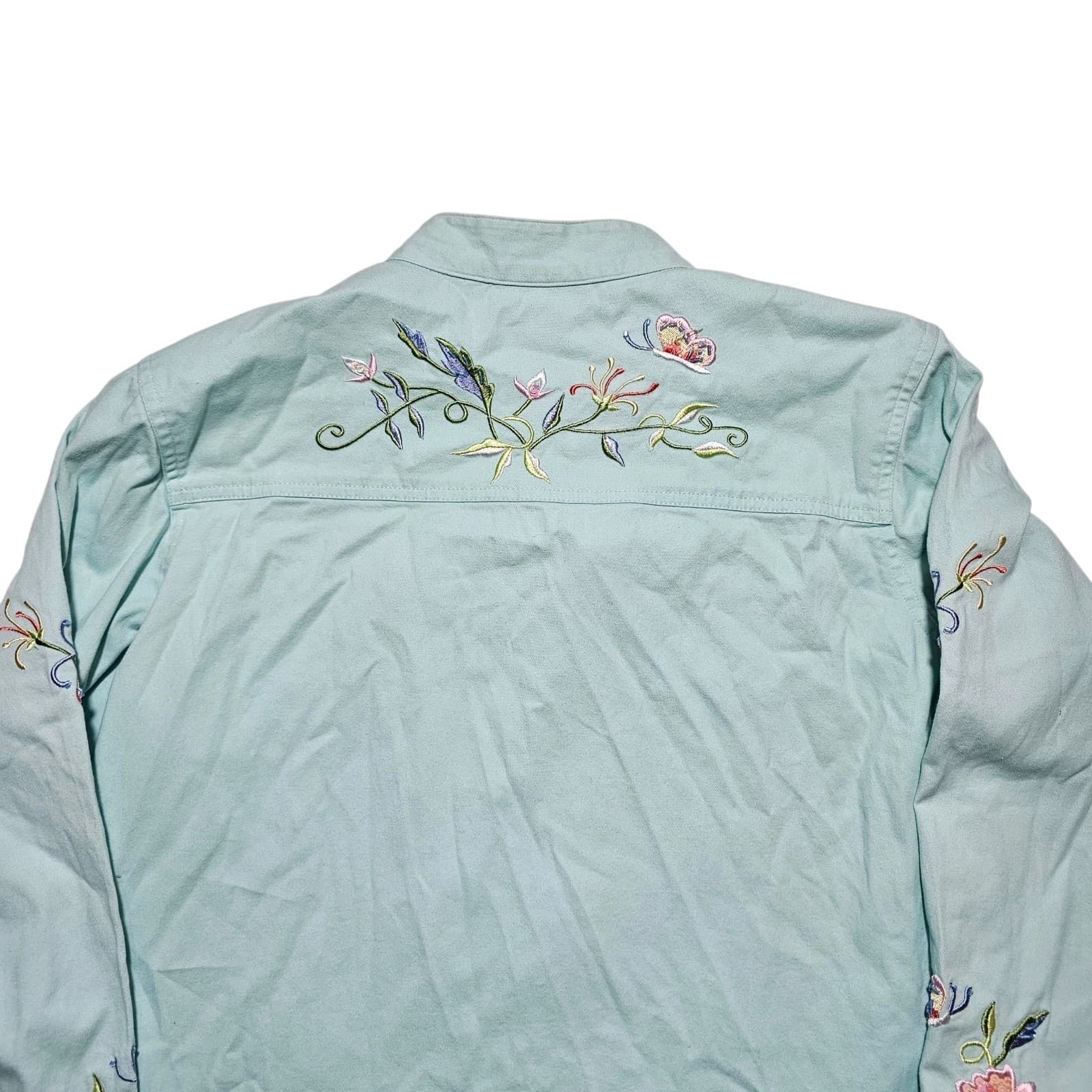 Quacker Factory Jacket Embroidered Floral With Butterfly's Full Zip Medium - Thumbnail 7