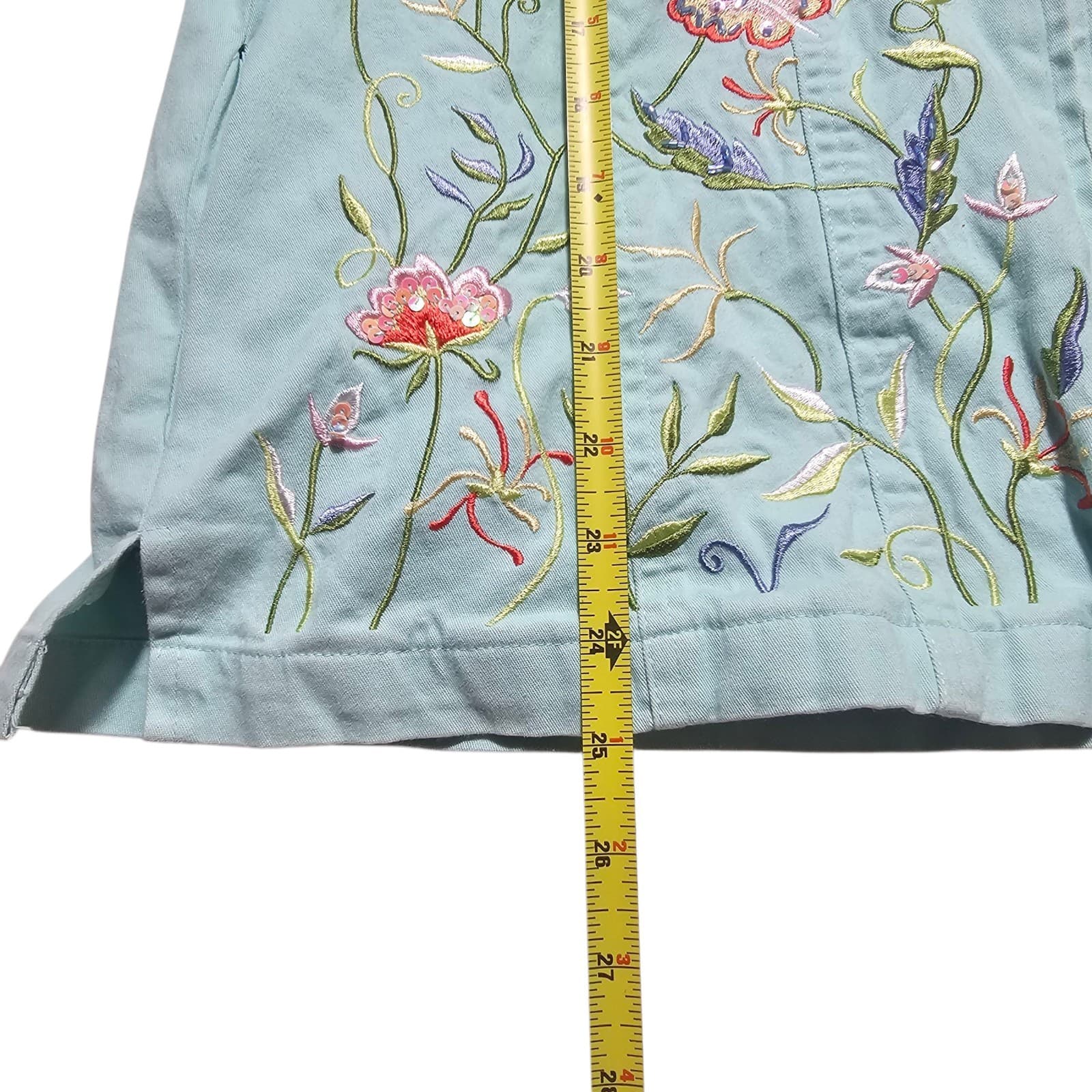 Quacker Factory Jacket Embroidered Floral With Butterfly's Full Zip Medium - Thumbnail 8