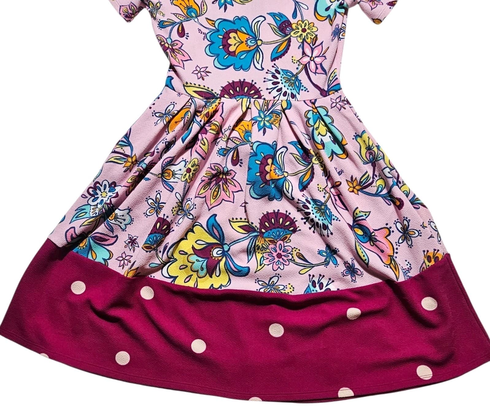 LuLaRoe Amelia Dress Size Small Multi Color Floral Polka Dot - Thumbnail 3