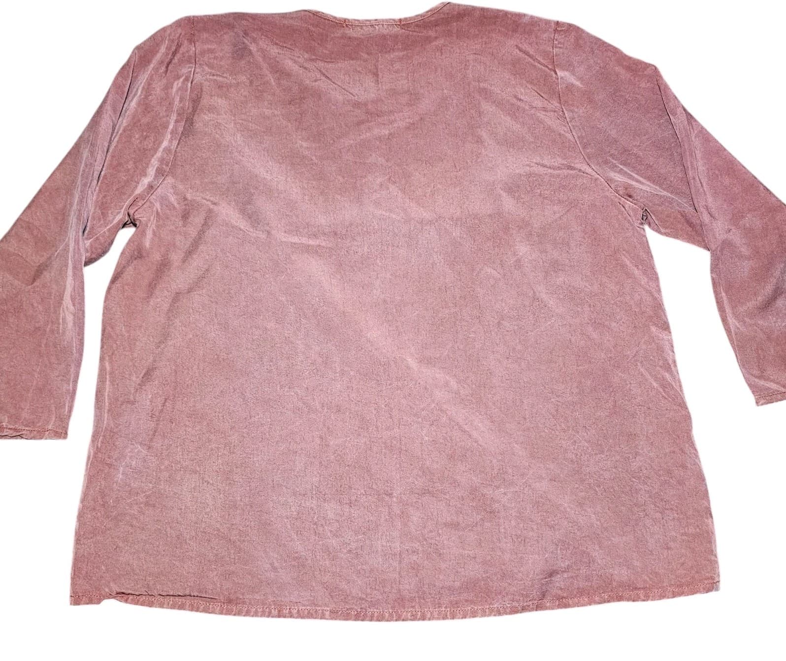 Cut Loose Top Womens small Burnt Orange 3/4 Sleeve V-Neck 100% Tencel - Thumbnail 4