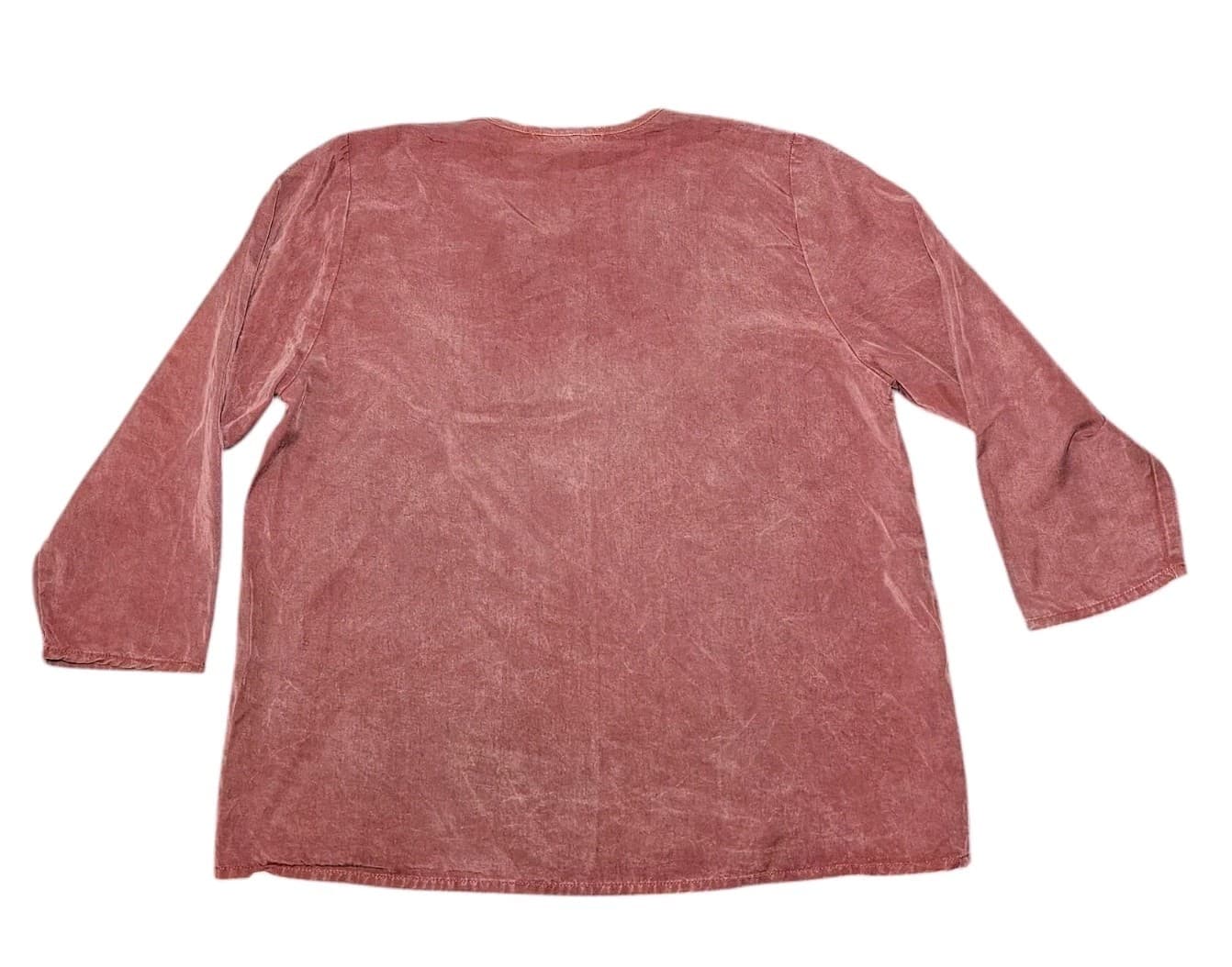 Cut Loose Top Womens small Burnt Orange 3/4 Sleeve V-Neck 100% Tencel - Thumbnail 3