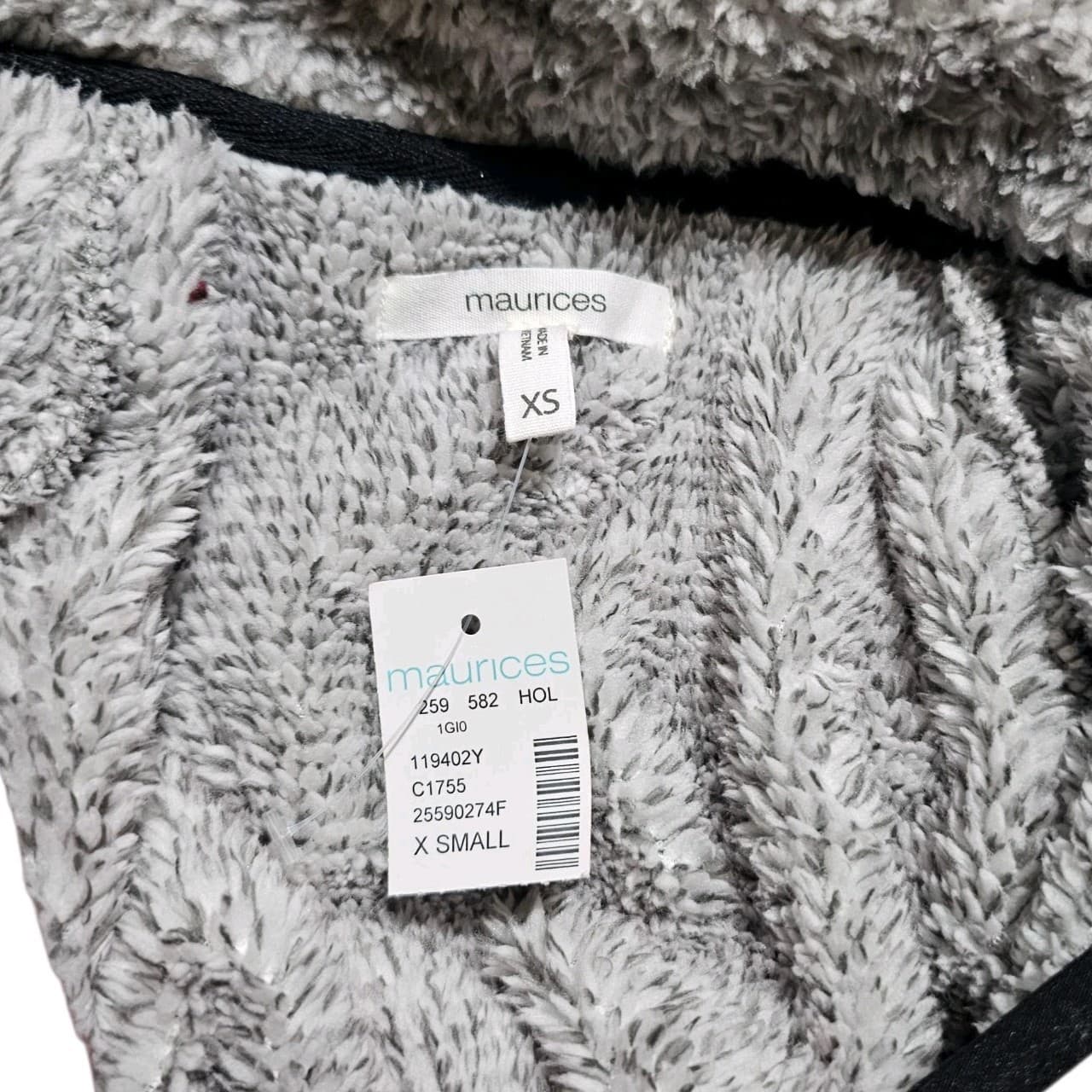Maurices Gray And Buffalo Plaid Sherpa Pullover Sweater New With Tags Size Xs - Thumbnail 10