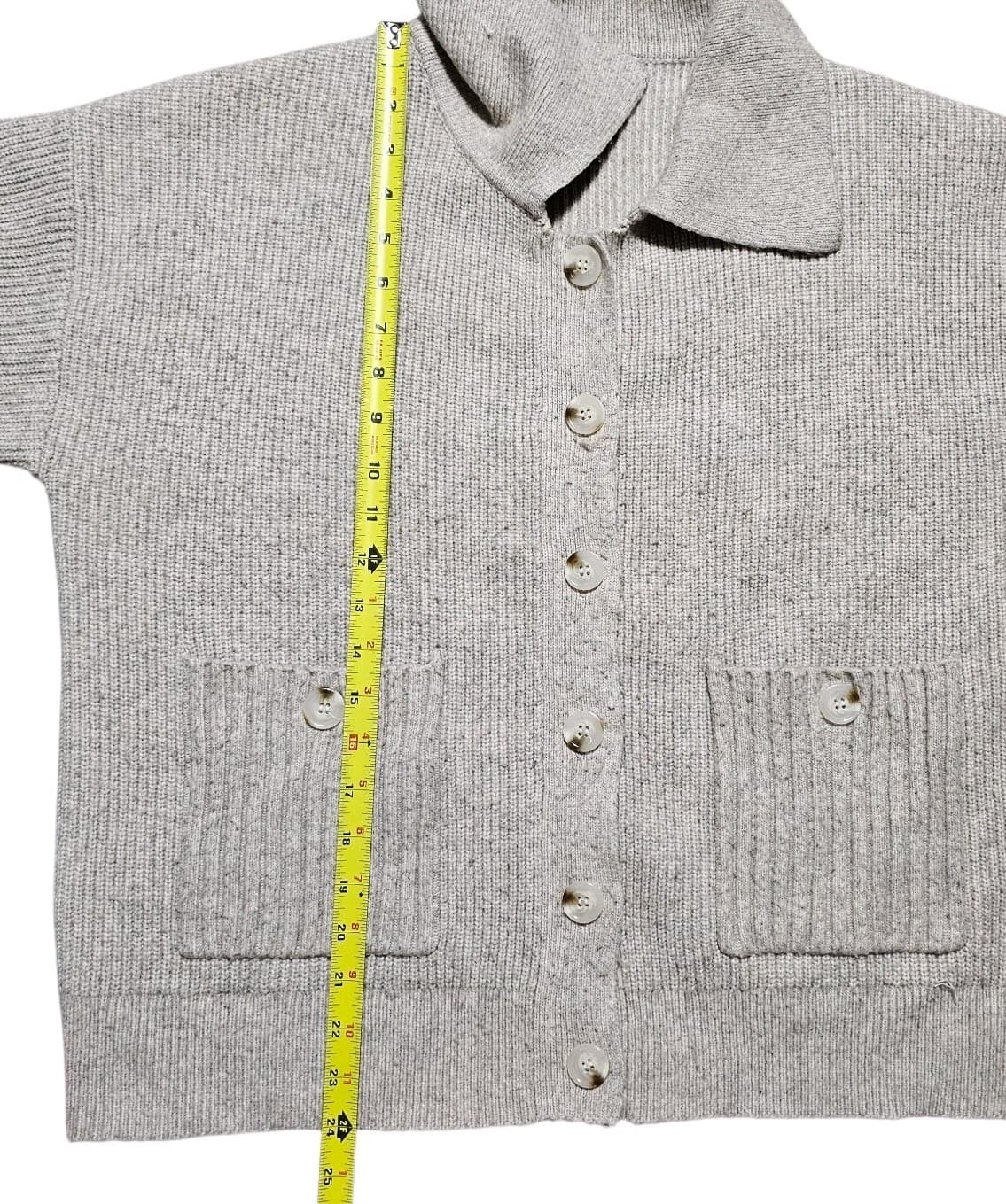 Flat White Los Angeles Collared Button Up Knit Sweater Womans Size Medium - Thumbnail 8