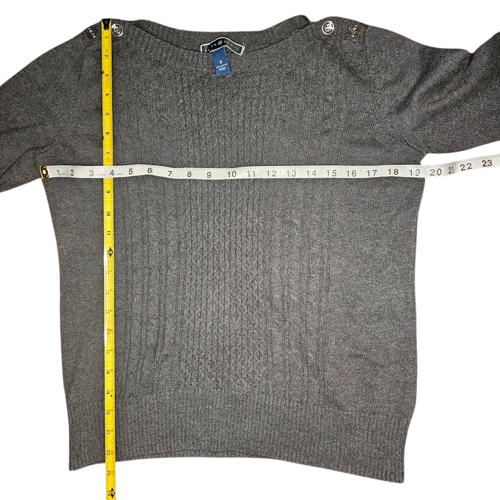 Karen Scott Petites Sweater Cable Knit Boat Neck Women's Small - Thumbnail 11