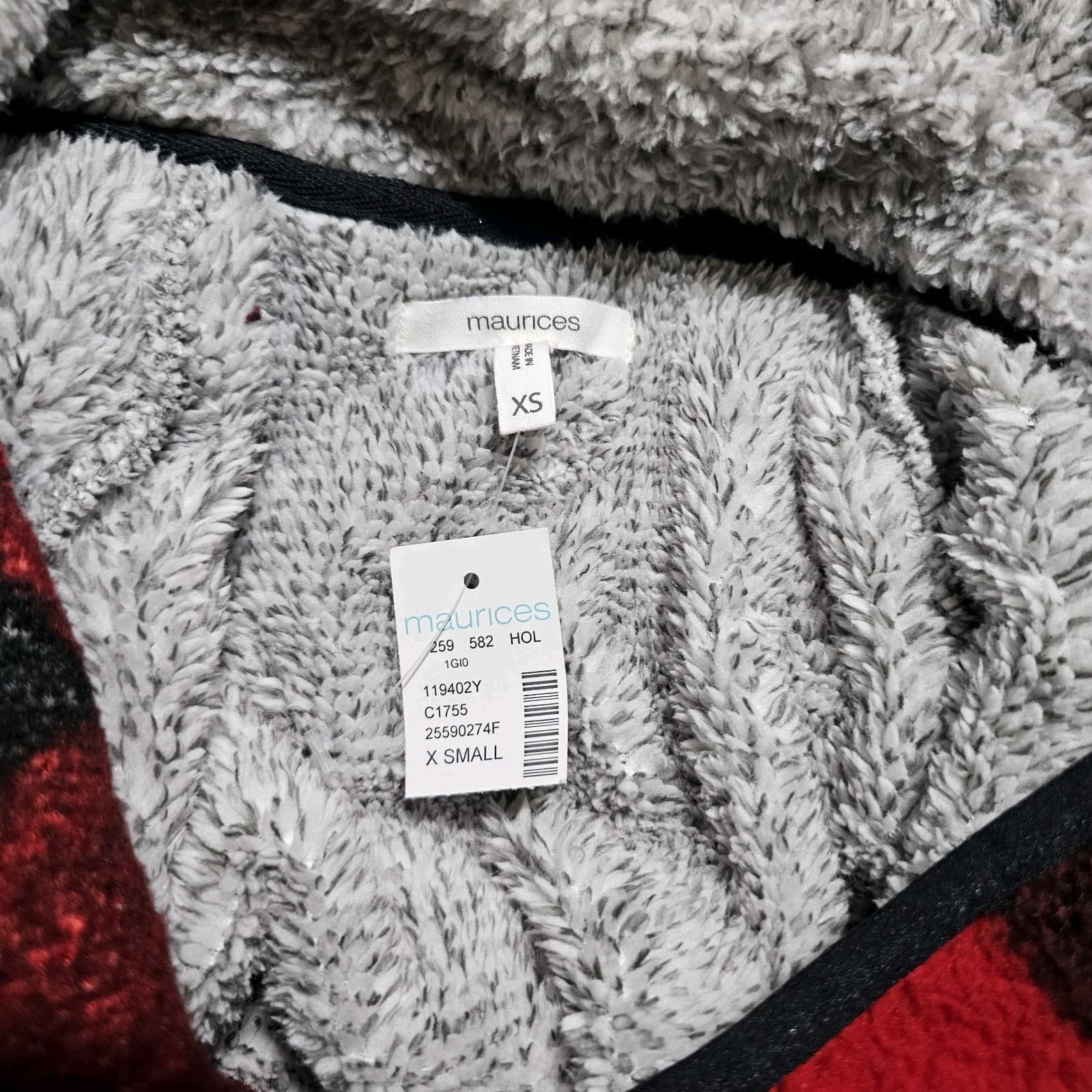 Maurices Gray And Buffalo Plaid Sherpa Pullover Sweater New With Tags Size Xs - Thumbnail 14