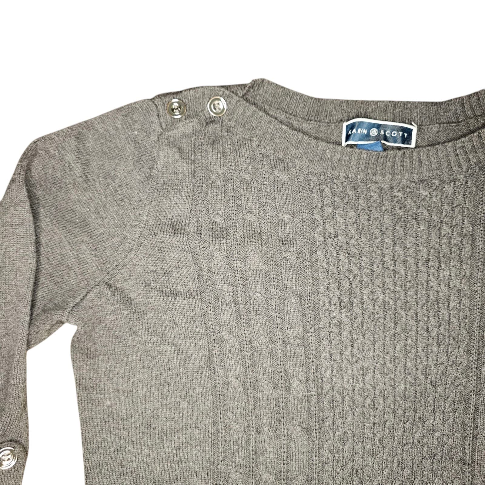 Karen Scott Petites Sweater Cable Knit Boat Neck Women's Small - Thumbnail 5