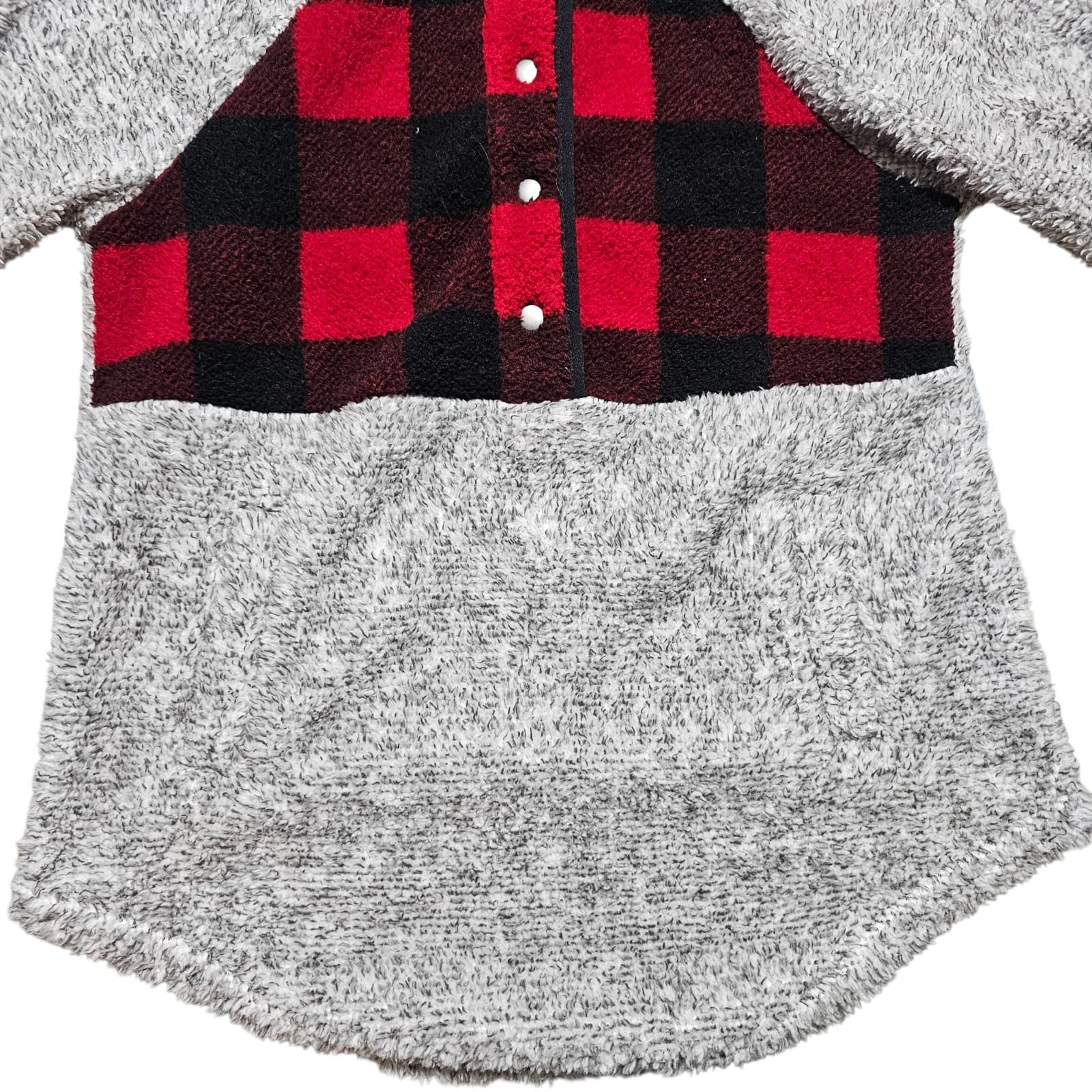 Maurices Gray And Buffalo Plaid Sherpa Pullover Sweater New With Tags Size Xs - Thumbnail 3