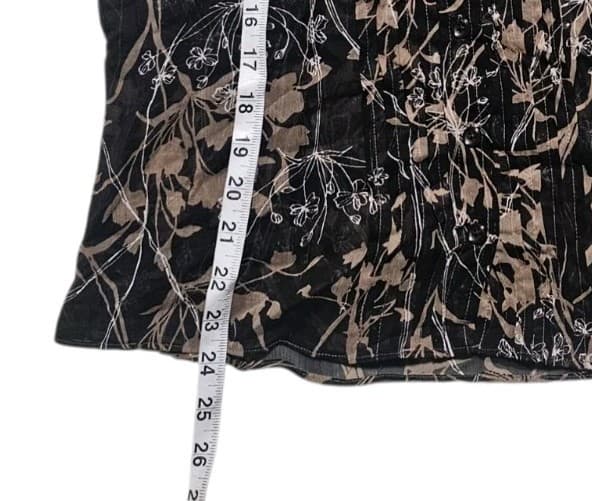 Mossimo Women’s Medium Sheer Blouse Black Floral V-Neck Cap Sleeve Button Up - Thumbnail 5