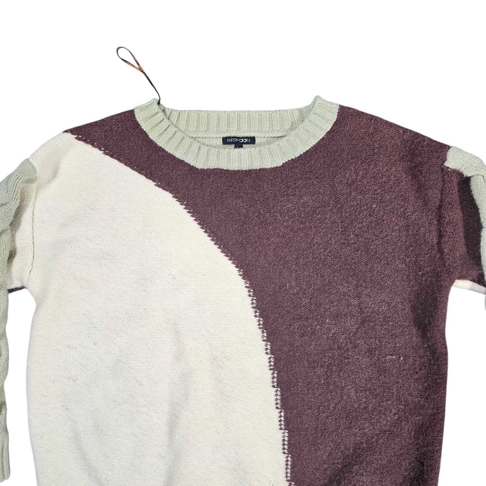 Papermoon Color Block Knitted Sweater Size Large - Thumbnail 2