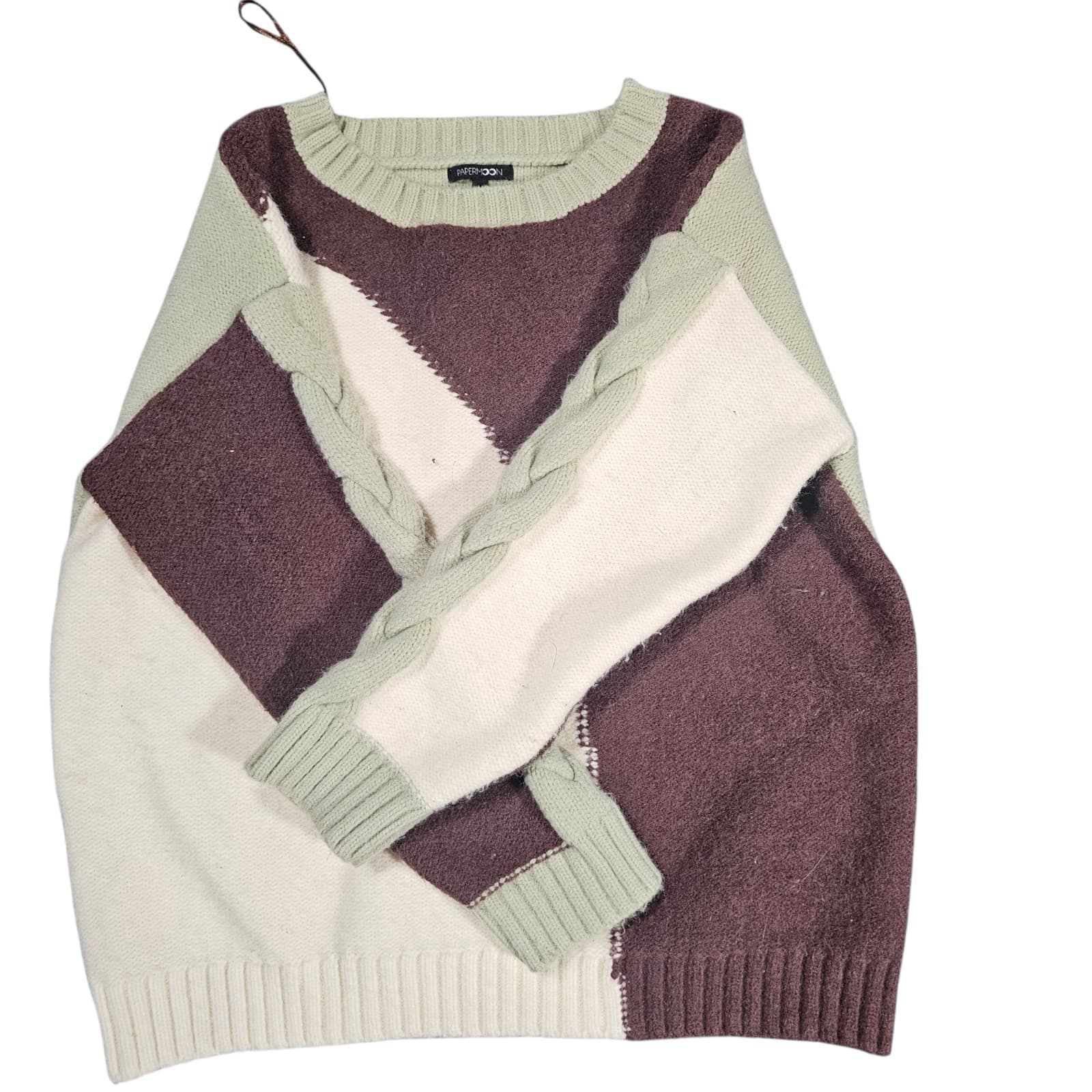 Papermoon Color Block Knitted Sweater Size Large - Thumbnail 5