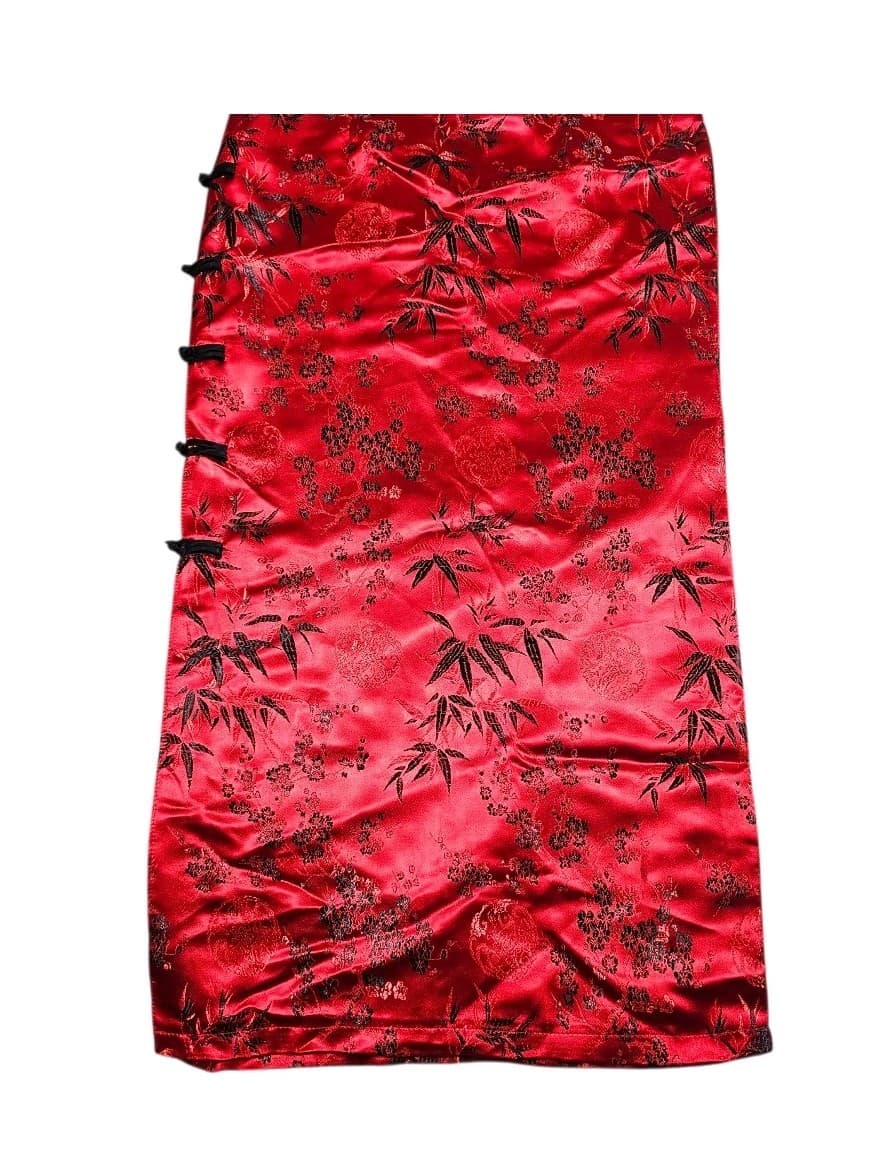 Cheongsam/Qipao Red And Black Cherry Blossom Mandarin Collar Maxi Dress No Tags - Thumbnail 5