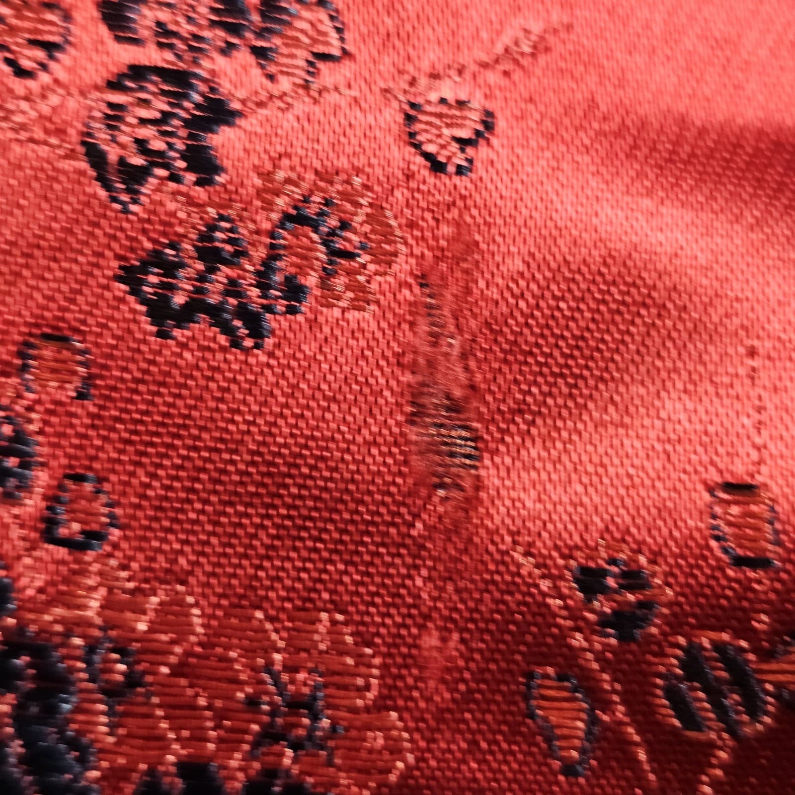 Cheongsam/Qipao Red And Black Cherry Blossom Mandarin Collar Maxi Dress No Tags - Thumbnail 17