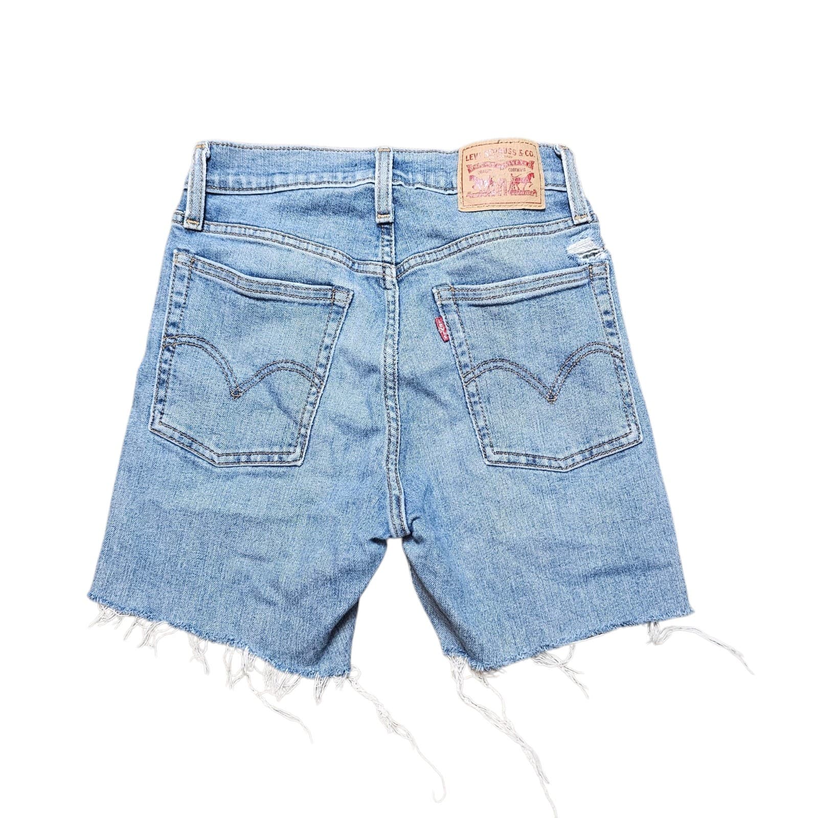 Levi’s Wedgie Skinny distressed button fly denim Cut Off shorts Size 26