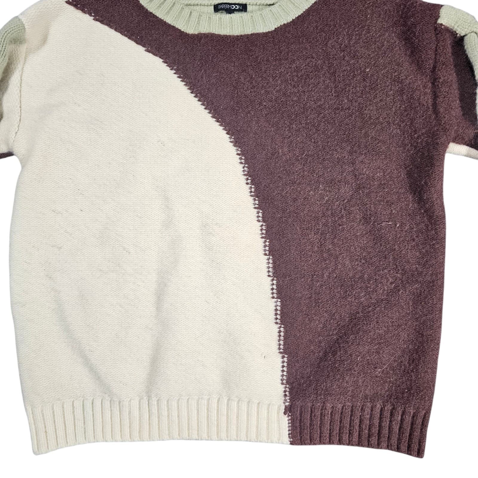 Papermoon Color Block Knitted Sweater Size Large - Thumbnail 3