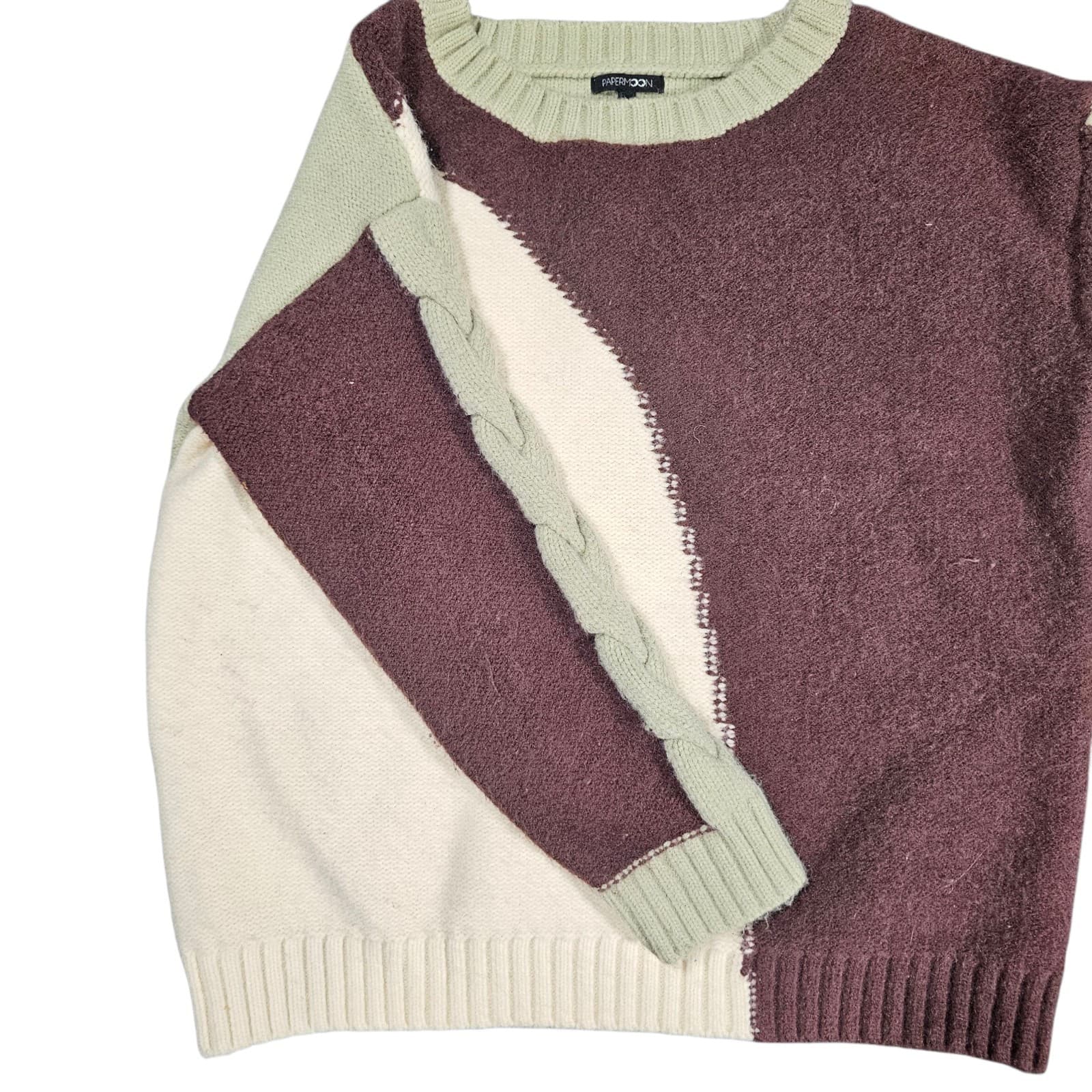 Papermoon Color Block Knitted Sweater Size Large - Thumbnail 4