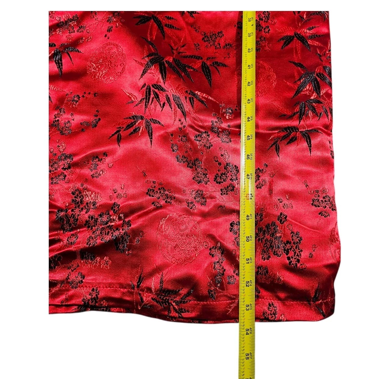 Cheongsam/Qipao Red And Black Cherry Blossom Mandarin Collar Maxi Dress No Tags - Thumbnail 10