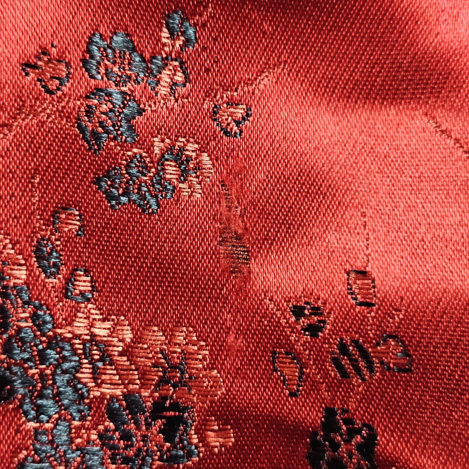 Cheongsam/Qipao Red And Black Cherry Blossom Mandarin Collar Maxi Dress No Tags - Thumbnail 16