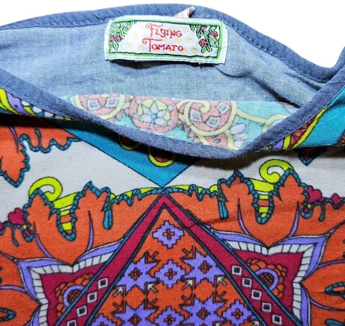 Flying Tomato Woman's Medium Blouse Boho Geometric Pattern - Thumbnail 6
