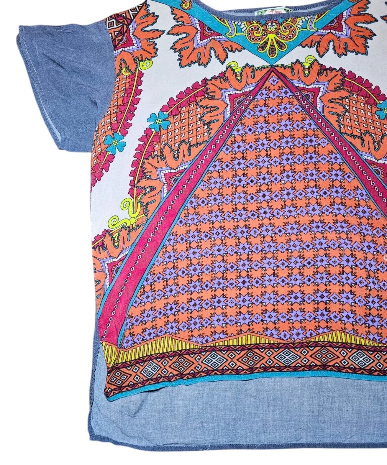 Flying Tomato Woman's Medium Blouse Boho Geometric Pattern - Thumbnail 4