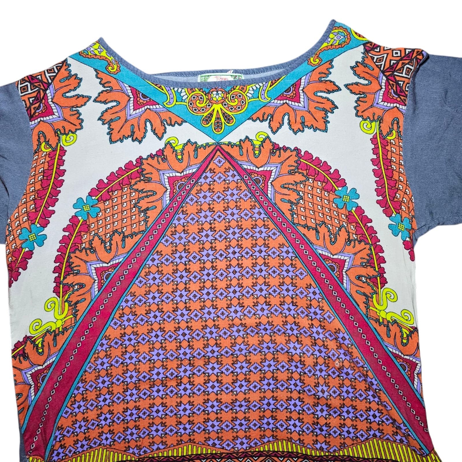 Flying Tomato Woman's Medium Blouse Boho Geometric Pattern - Thumbnail 2