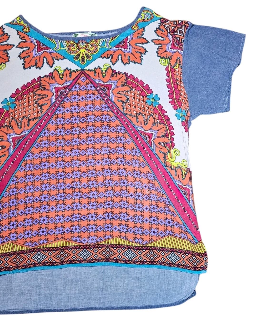 Flying Tomato Woman's Medium Blouse Boho Geometric Pattern - Thumbnail 3