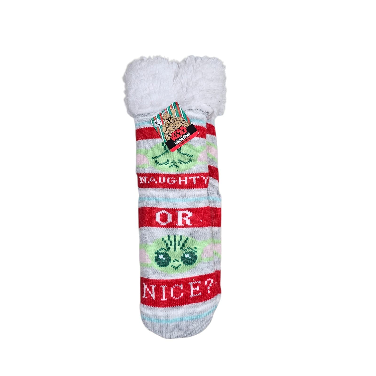 NEW Star Wars Mandalorian Slipper Socks Naughty or Nice Shoe SZ 4-10 Baby Yoda
