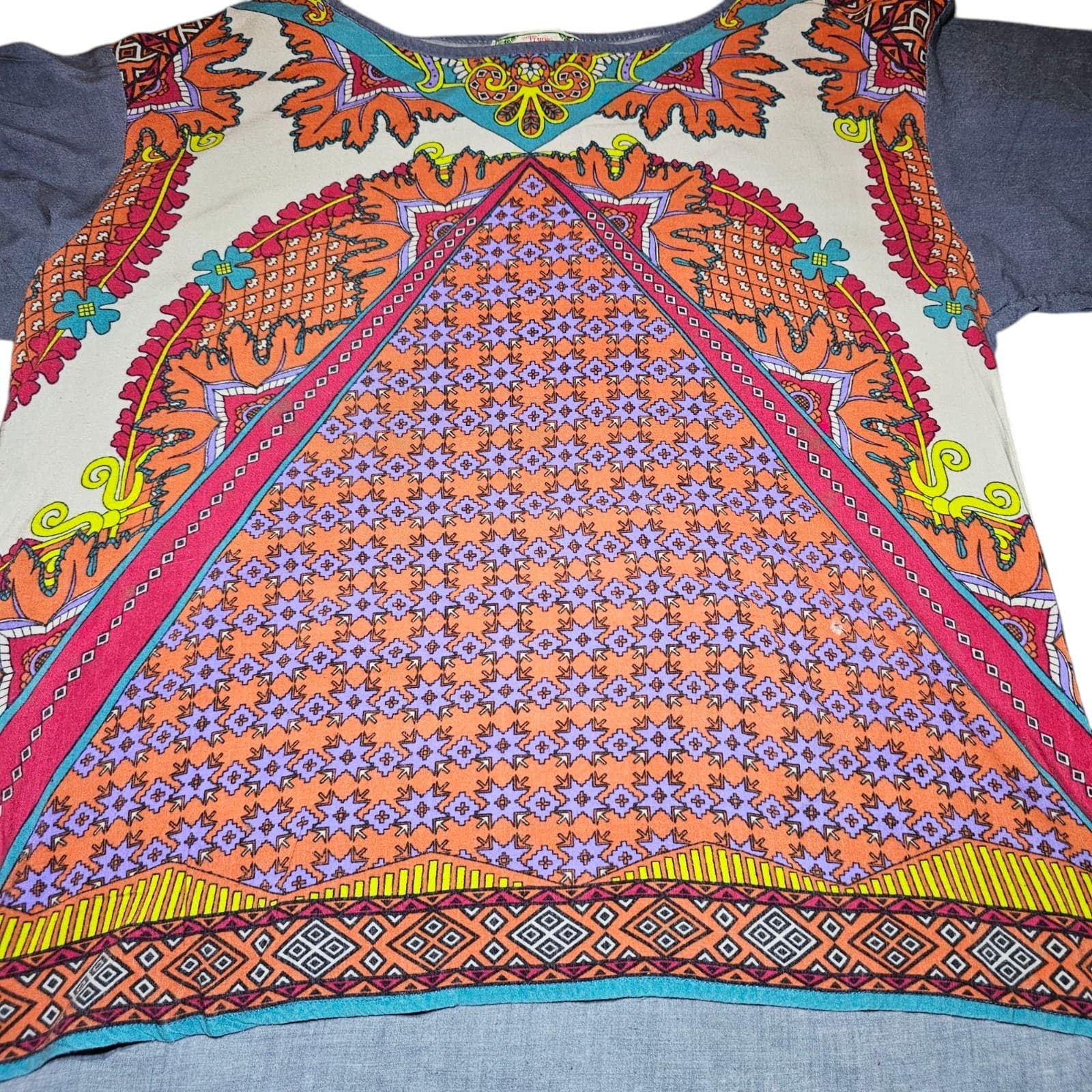 Flying Tomato Woman's Medium Blouse Boho Geometric Pattern - Thumbnail 5