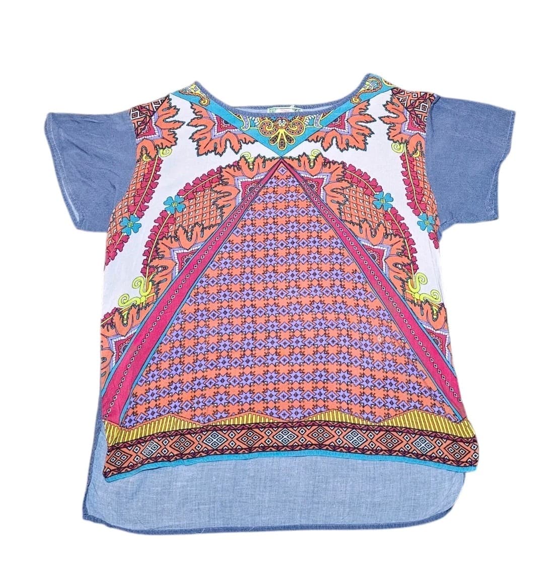 Flying Tomato Woman's Medium Blouse Boho Geometric Pattern