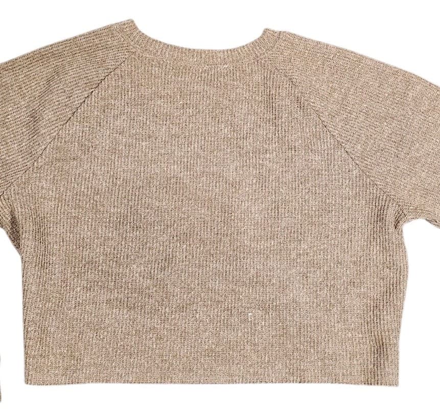 Double Zero Women Brown Long Sleeves Crew Neck Cropped Relaxed Sweater Size L - Thumbnail 11