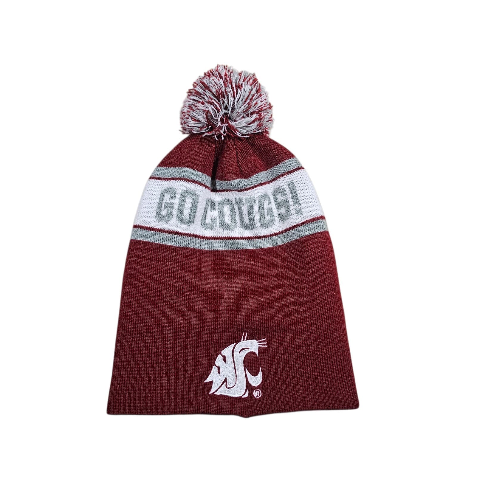 Washington State University WSU Cougars Beanie Hat Pom Pom