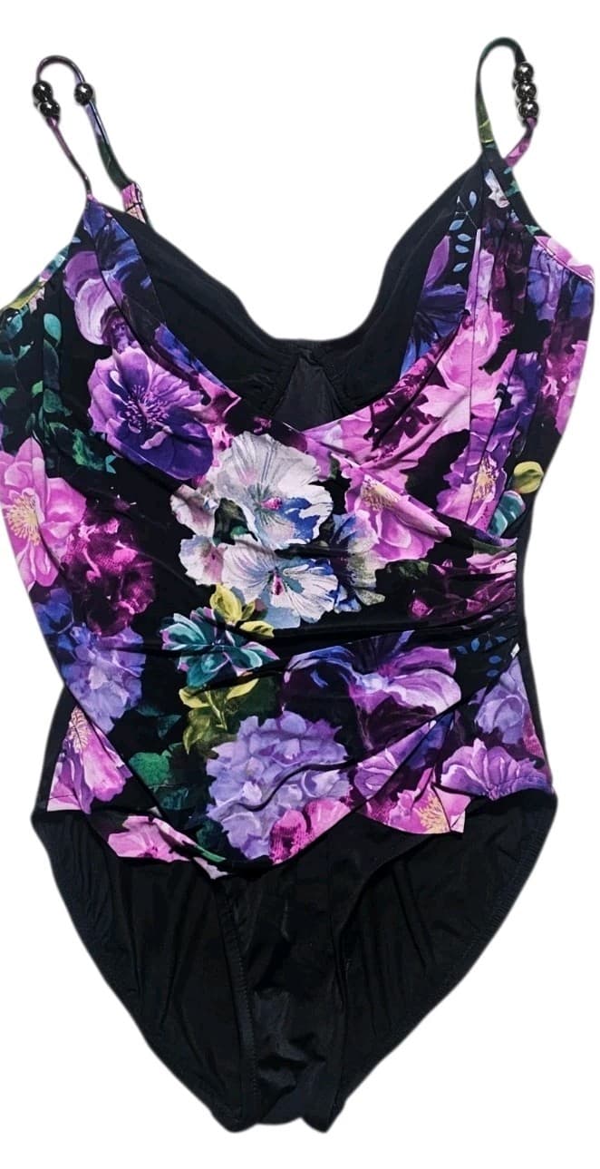 Magicsuit "New Romantic" Louise Floral Print Drape One Price SwimSuit Woman's 10 - Thumbnail 2